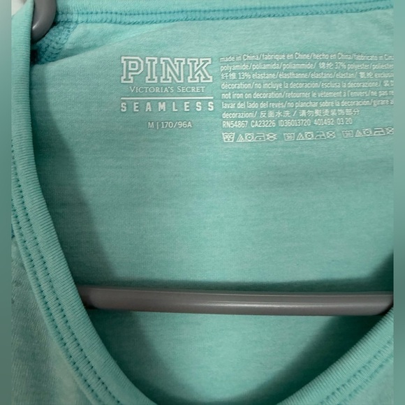 Victoria’s Secret PINK Seamless Cropped Workout Top M Blue Ombré Long Sleeve - Picture 3 of 5